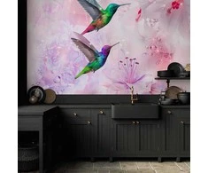 Artgeist Fototapetas - Colourful Hummingbirds (Violetinė)