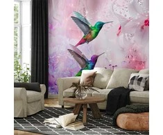 Artgeist Fototapetas - Colourful Hummingbirds (Violetinė)