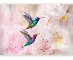 Artgeist Fototapetas - Colourful Hummingbirds (Rožinė)