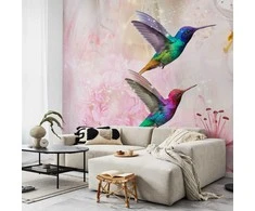 Artgeist Fototapetas - Colourful Hummingbirds (Rožinė)