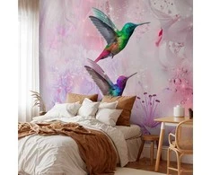 Artgeist Fototapetas - Colourful Hummingbirds (Violetinė)