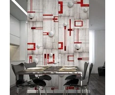 Artgeist Tapetas - Concrete, red frames and baltas knobs