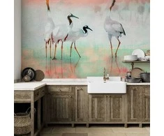 Artgeist Fototapetas - Cranes in Pastels