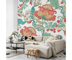 Artgeist Fototapetas - Ethnic vegetation - plant motif with ornaments in coloured flowers