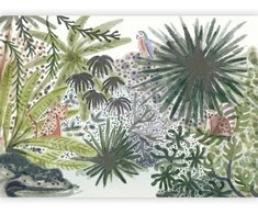Artgeist Fototapetas - Flora of Madagascar - Tropical Landscape With Watercolour Animals