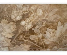 Artgeist Fototapetas - Floral Ornaments Carved in Delicate Sepia and Brown Shades