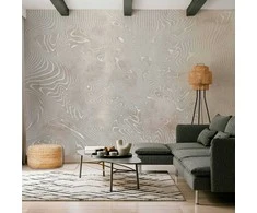 Artgeist Fototapetas - Flowing shapes - abstract beige and baltas background in patterned compositions