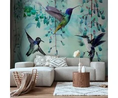 Artgeist Fototapetas - Flying Hummingbirds (Žalias)
