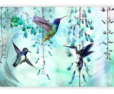 Artgeist Fototapetas - Flying Hummingbirds (Žalias)