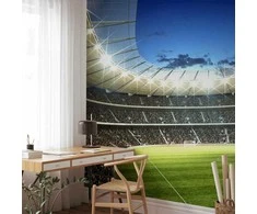Artgeist Fototapetas - Football pitch - illuminated stadium with crowded stands