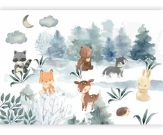 Artgeist Fototapetas - Forest Games - Animals in a Forest Painted in Watercolours