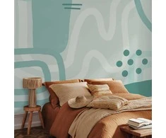 Artgeist Fototapetas - Geometric forms and patterns - abstract background with turquoise patterns