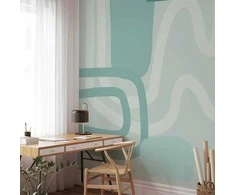 Artgeist Fototapetas - Geometric forms and patterns - abstract background with turquoise patterns