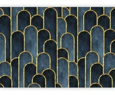 Artgeist Fototapetas - Gold and Navy Mėlyna Pattern