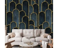 Artgeist Fototapetas - Gold and Navy Mėlyna Pattern