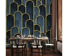Artgeist Fototapetas - Gold and Navy Mėlyna Pattern