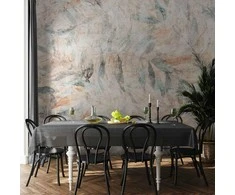 Artgeist Fototapetas - Greek laurels - faded composition with leaves on a beige patterned background