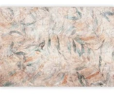 Artgeist Fototapetas - Greek laurels - faded composition with leaves on a beige patterned background