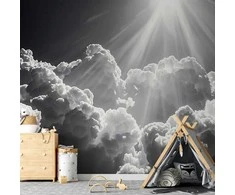 Artgeist Fototapetas - Hope in the Clouds: Inspiring Rays of the Sun – Awaken Emotions