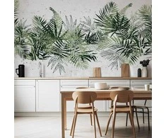 Artgeist Fototapetas - Jungle and žalias plume - large tropical leaves on a baltas background