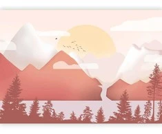Artgeist Fototapetas - Landscape at Sunset - First Variant