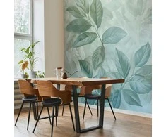 Artgeist Fototapetas - Large Leaves in Shades of Žalias-Mint: Botanical Motif
