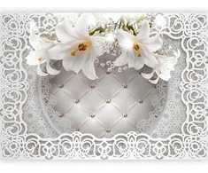 Artgeist Fototapetas - Lilies and Quilted Background