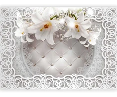 Artgeist Fototapetas - Lilies and Quilted Background