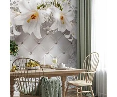 Artgeist Fototapetas - Lilies and Quilted Background