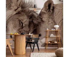 Artgeist Fototapetas - Lion Tenderness (Sepia)