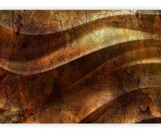 Artgeist Fototapetas - Liquid auksinis - abstract wavy composition with leaf patterns