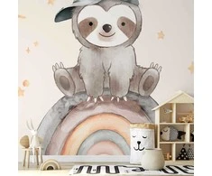 Artgeist Fototapetas - Little Sloth Among Stars and Rainbows