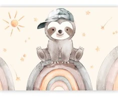 Artgeist Fototapetas - Little Sloth Among Stars and Rainbows
