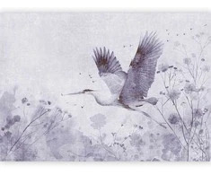 Artgeist Fototapetas - Majestic flight - a crane in flight in monochrome