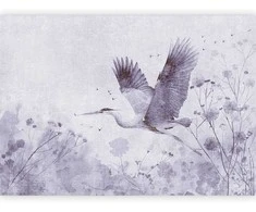 Artgeist Fototapetas - Majestic flight - a crane in flight in monochrome