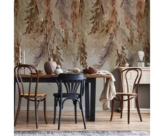 Artgeist Fototapetas - Minimalist boho landscape - dangling leaves in beige colours