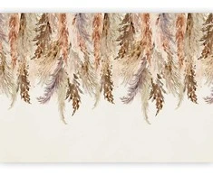 Artgeist Fototapetas - Minimalist boho landscape - dangling leaves in beige colours