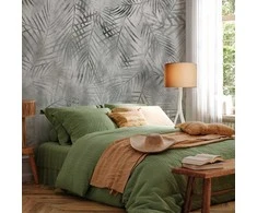 Artgeist Fototapetas - Minimalist landscape - nature motif with pilkas exotic leaves