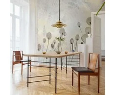 Artgeist Fototapetas - Minimalist meadow - floral motif in light shades with reflections