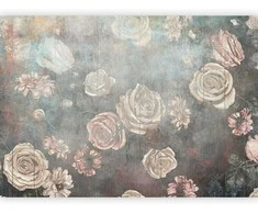 Artgeist Fototapetas - Misty nature - muted rose flowers on a background in pilkas tones