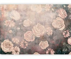 Artgeist Fototapetas - Misty nature - oranžinis flowers on a non-uniformly textured background