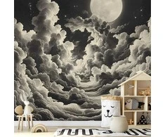 Artgeist Fototapetas - Moon and Stars Singing Among the Great Clouds