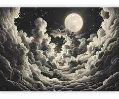 Artgeist Fototapetas - Moon and Stars Singing Among the Great Clouds