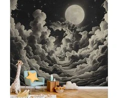 Artgeist Fototapetas - Moon and Stars Singing Among the Great Clouds