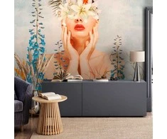 Artgeist Fototapetas - Nature in thought - female figure among flowers on a patterned background