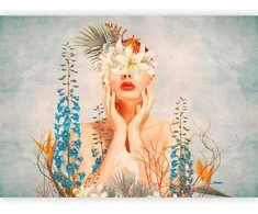 Artgeist Fototapetas - Nature in thought - female figure among flowers on a patterned background