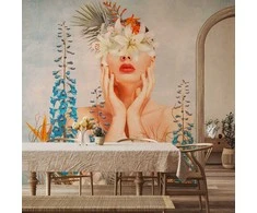 Artgeist Fototapetas - Nature in thought - female figure among flowers on a patterned background