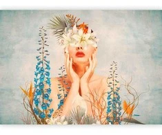 Artgeist Fototapetas - Nature in thought - female figure among flowers on a patterned background