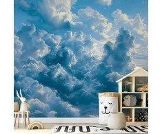 Artgeist Fototapetas - Ocean in the Air: Waving Clouds Reflecting Morning Light