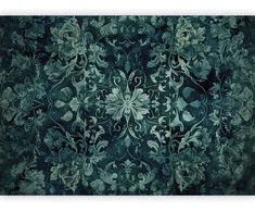 Artgeist Fototapetas - Oriental Pattern Carpet: Emerald Ornaments and Worn Patterns